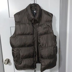 Southpole Mens XL thick Puffer Vest Dark Brown Zipper  With Front Pockets, Logo